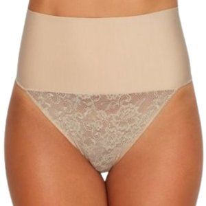 Maidenform Women's Tame Your Tummy Lace Thong in Nude 1 Lace Size S(DM0049) NWT